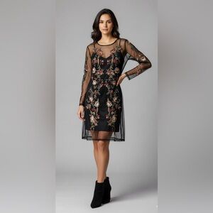 AE Whimsigoth Embroidered Floral Mesh Mini Dress - Goth Fairy Boho